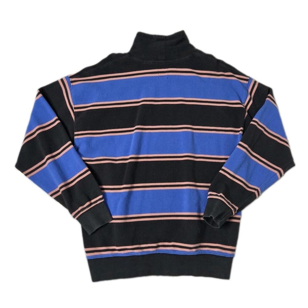 Levi's Funnel Neck Knit Pullover Sweater Off Shore Palace Blue Rugby Stripe M - Picture 3 of 10